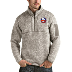 New York Islanders Antigua Fortune Half-Zip Pullover Jacket - Oatmeal | US 3751487