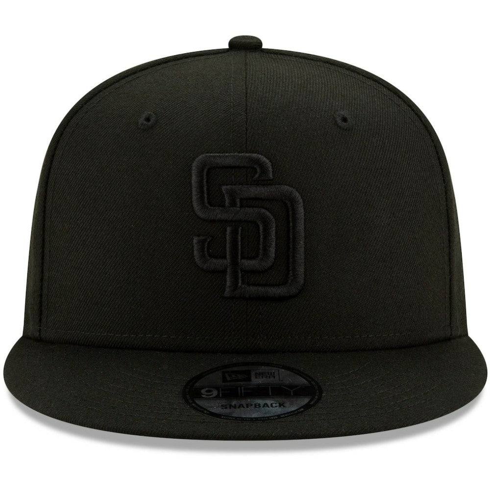 San Diego Padres New Era Black on Black 9FIFTY Snapback Adjustable Hat - Black Hats