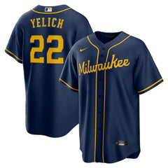 Christian Yelich Milwaukee Brewers Nike Alternate 2 Replica Jersey - Navy Jerseys