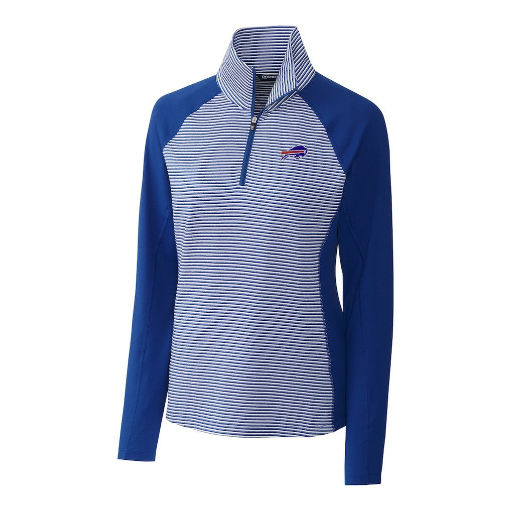 Buffalo Bills Cutter & Buck Women's Forge Tonal Stripe Half-Zip Pullover Jacket - Blue Pullover