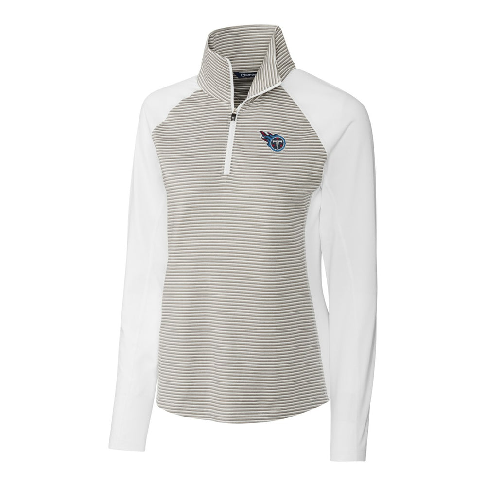 Tennessee Titans Cutter & Buck Women's Forge Tonal Stripe Half-Zip Pullover Jacket - White Pullover