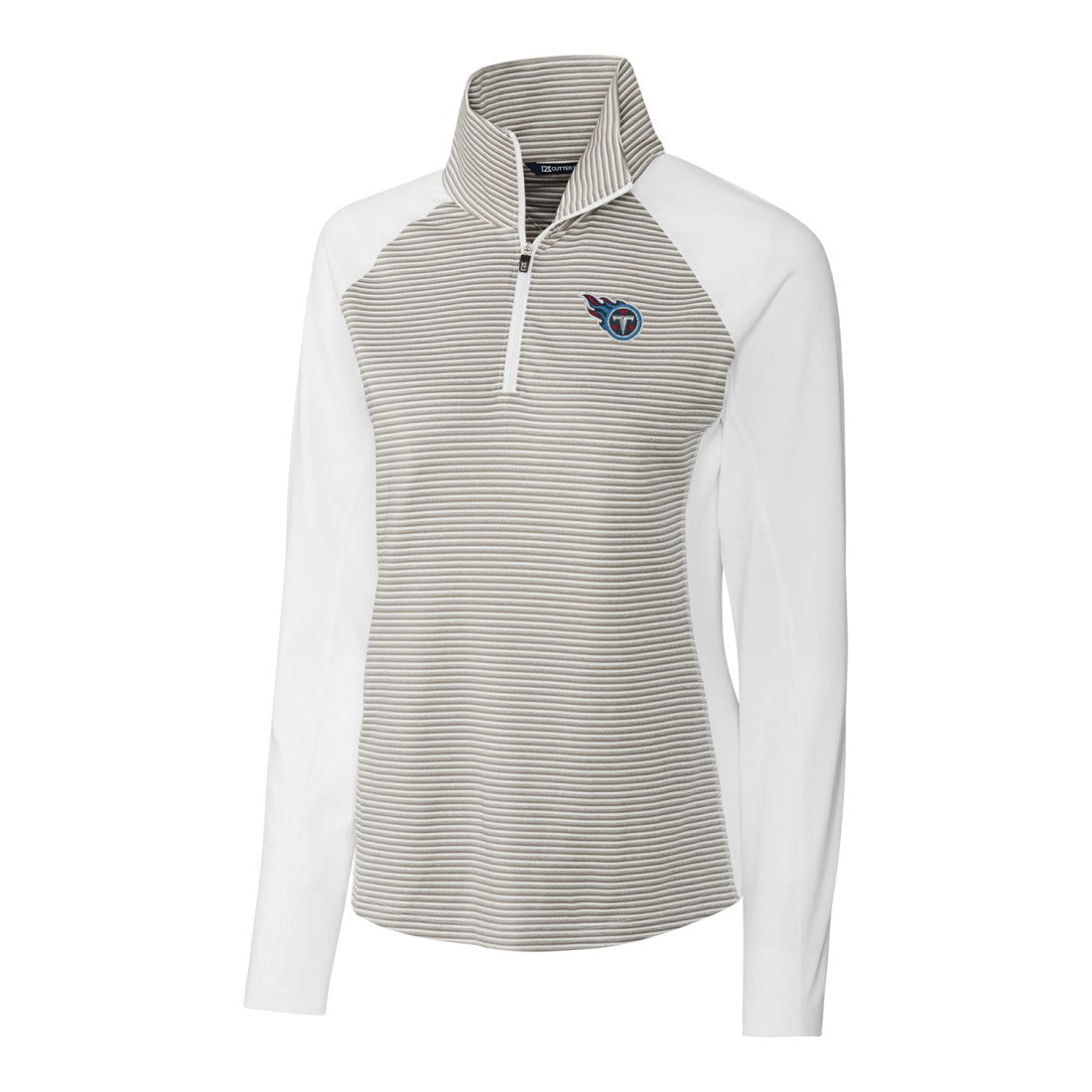 Tennessee Titans Cutter & Buck Women's Forge Tonal Stripe Half-Zip Pullover Jacket - White Pullover
