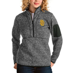 San Diego Padres Antigua Women's Fortune Half-Zip Pullover Jacket - Heather Charcoal Jackets