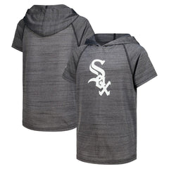 Chicago White Sox Stitches Youth Raglan Short Sleeve Pullover Hoodie - Heathered Black Hoodies