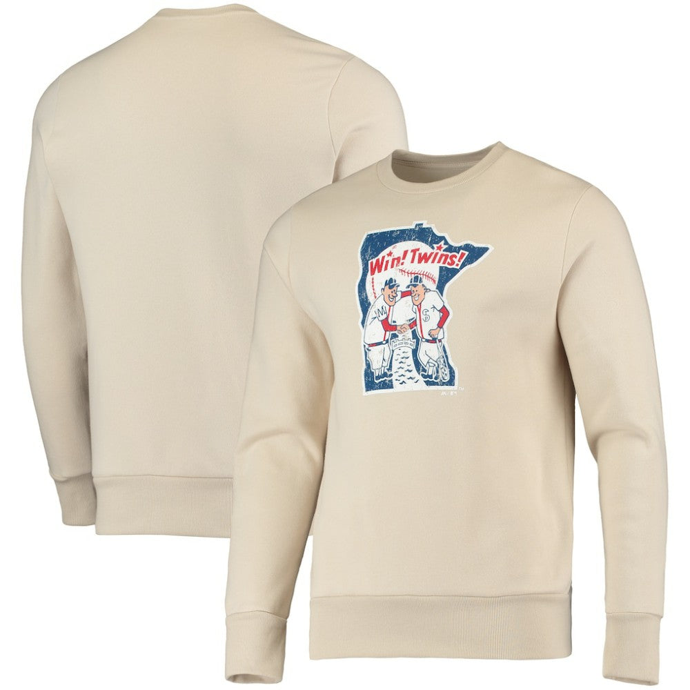 Minnesota Twins Majestic Threads Fleece Pullover Sweatshirt - Oatmeal Pullover