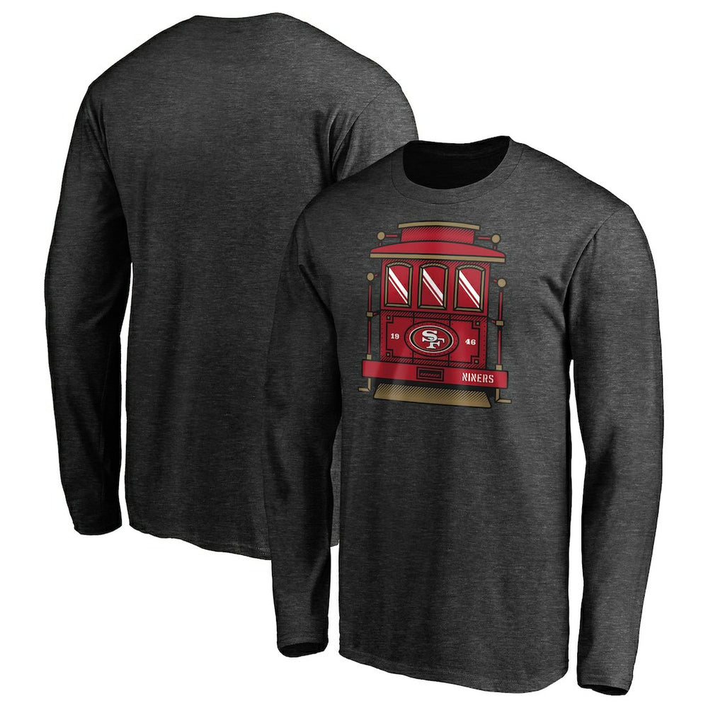 San Francisco 49ers Hometown Trolley Car Long Sleeve T-Shirt - Heather Gray T-shirts