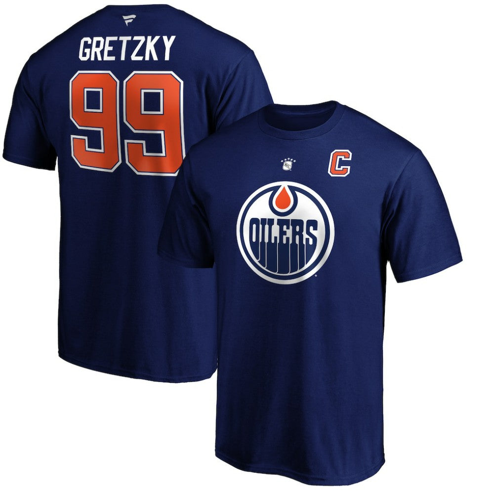 Wayne Gretzky Edmonton Oilers Fanatics Authentic Stack Retired Player Name & Number T-Shirt - Royal | US 3767968