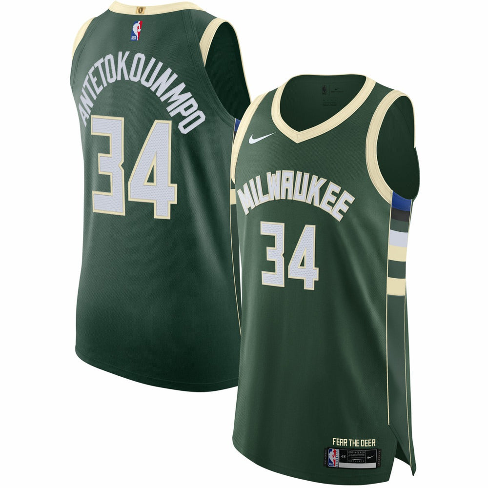 Giannis Antetokounmpo Milwaukee Bucks Authentic Jersey Icon Edition Hunter Green - Nike