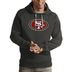 San Francisco 49ers Antigua Victory Pullover Hoodie - Charcoal Hoodies