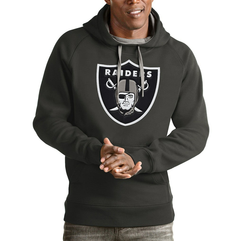 Las Vegas Raiders Antigua Victory Pullover Hoodie - Charcoal Hoodies