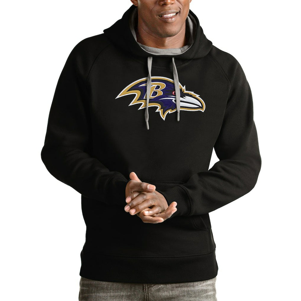 Baltimore Ravens Antigua Victory Pullover Hoodie - Black Hoodies