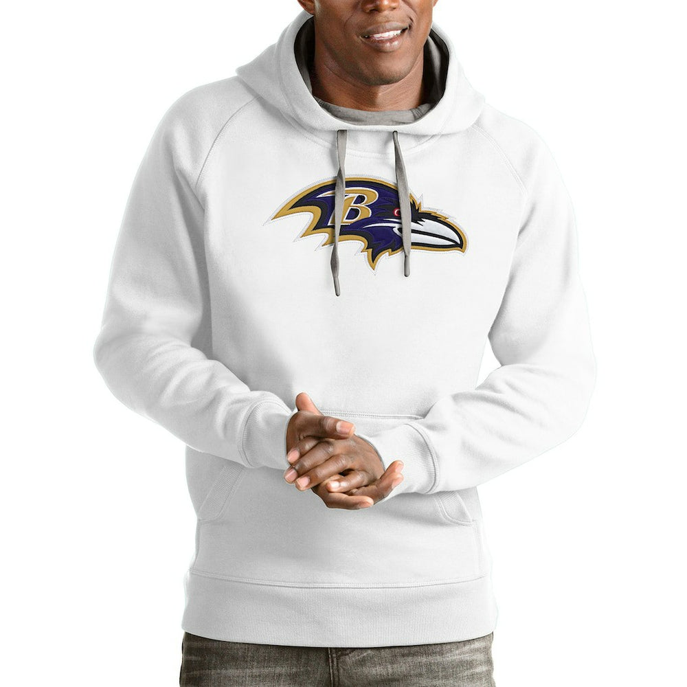 Baltimore Ravens Antigua Victory Pullover Hoodie - White Hoodies