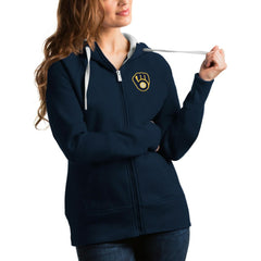 Milwaukee Brewers Antigua Women's Team Victory Full-Zip Hoodie - Navy Hoodies