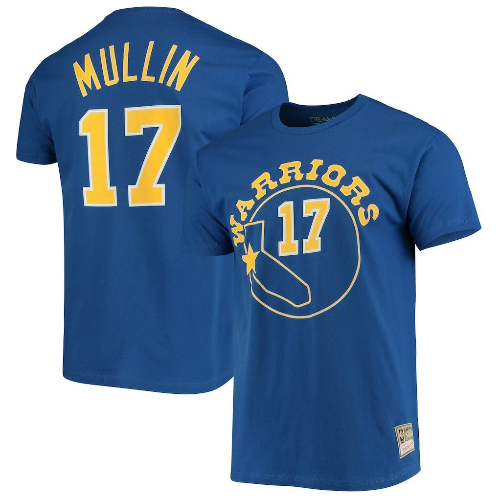 Chris Mullin Golden State Warriors Hardwood Classics Name & Number Team T-Shirt Royal - Mitchell & Ness outlet