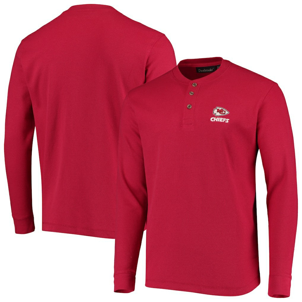 Kansas City Chiefs Dunbrooke Logo Maverick Thermal Henley Long Sleeve T-Shirt - Red T-shirts
