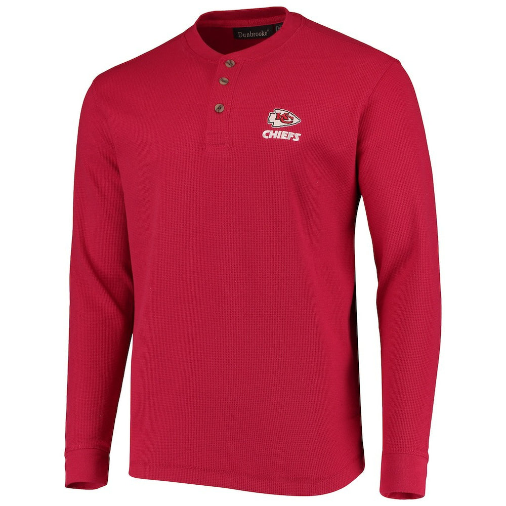 Kansas City Chiefs Dunbrooke Logo Maverick Thermal Henley Long Sleeve T-Shirt - Red T-shirts