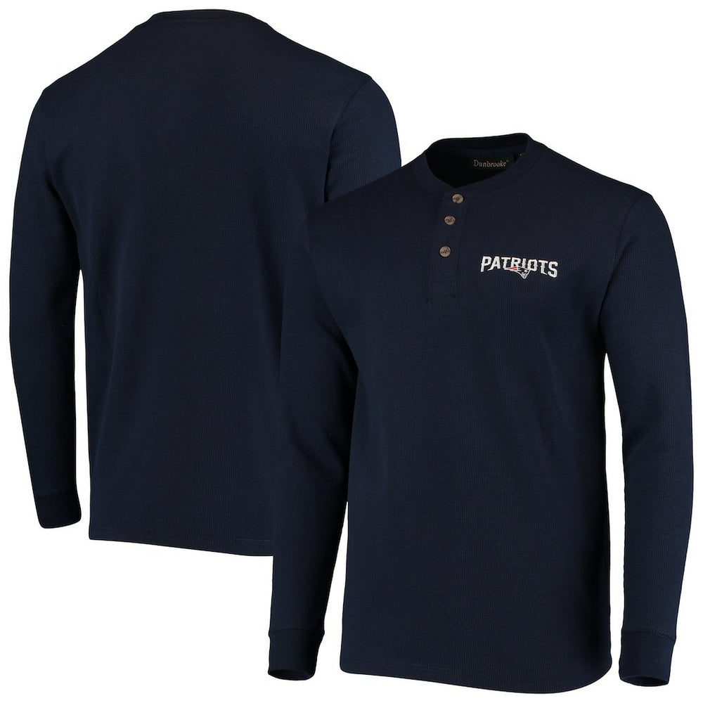 New England Patriots Dunbrooke Logo Maverick Thermal Henley Long Sleeve T-Shirt - Navy T-shirts