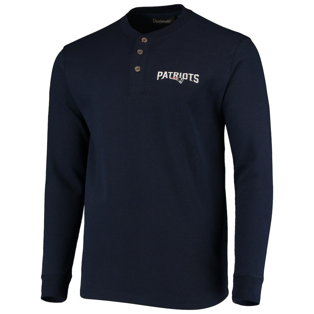 New England Patriots Dunbrooke Logo Maverick Thermal Henley Long Sleeve T-Shirt - Navy T-shirts