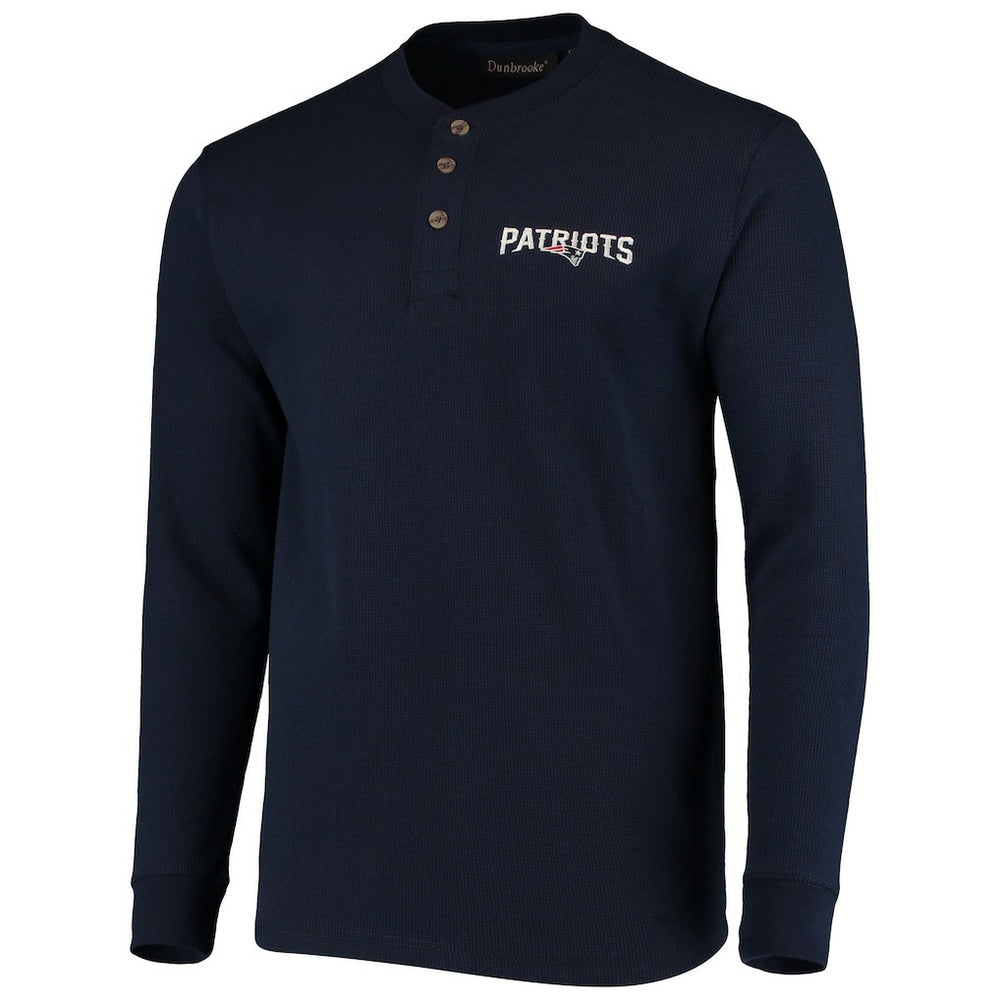 New England Patriots Dunbrooke Logo Maverick Thermal Henley Long Sleeve T-Shirt - Navy T-shirts