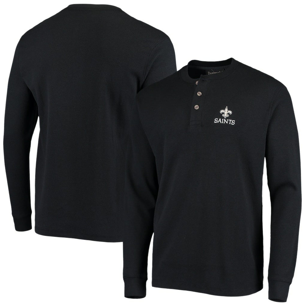 New Orleans Saints Dunbrooke Logo Maverick Thermal Henley Long Sleeve T-Shirt - Black T-shirts