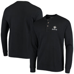 New Orleans Saints Dunbrooke Logo Maverick Thermal Henley Long Sleeve T-Shirt - Black T-shirts