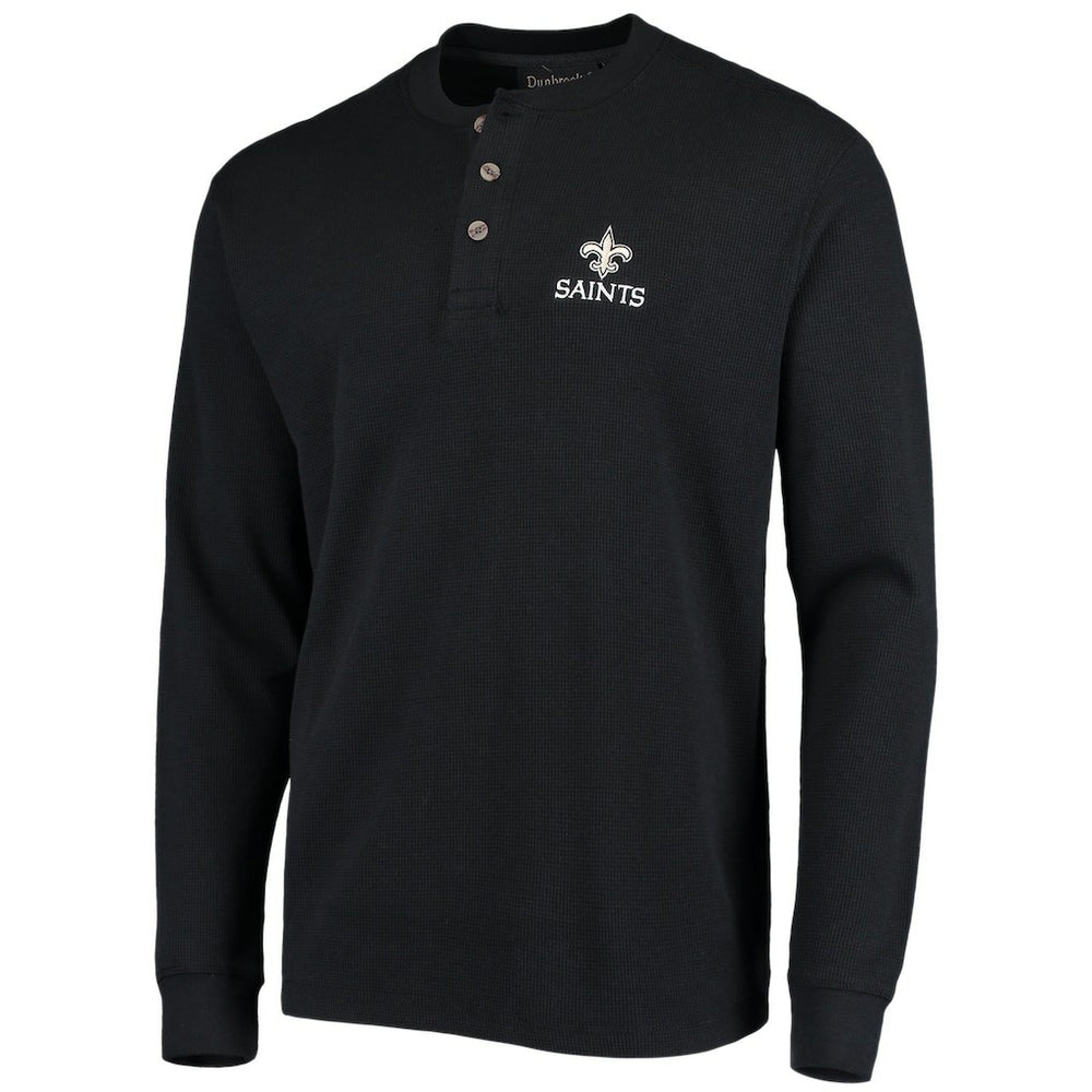New Orleans Saints Dunbrooke Logo Maverick Thermal Henley Long Sleeve T-Shirt - Black T-shirts