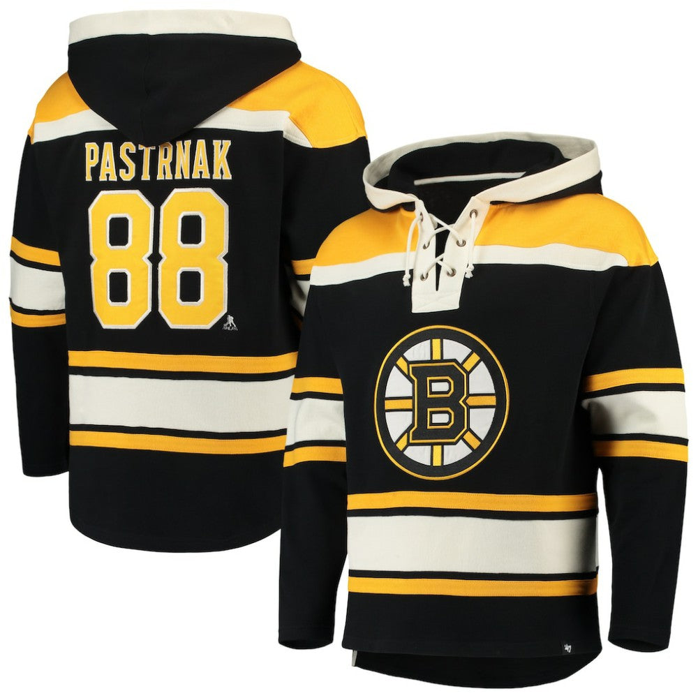 David Pastrnak Boston Bruins '47 Player Lacer Pullover Hoodie - Black | US 3781521