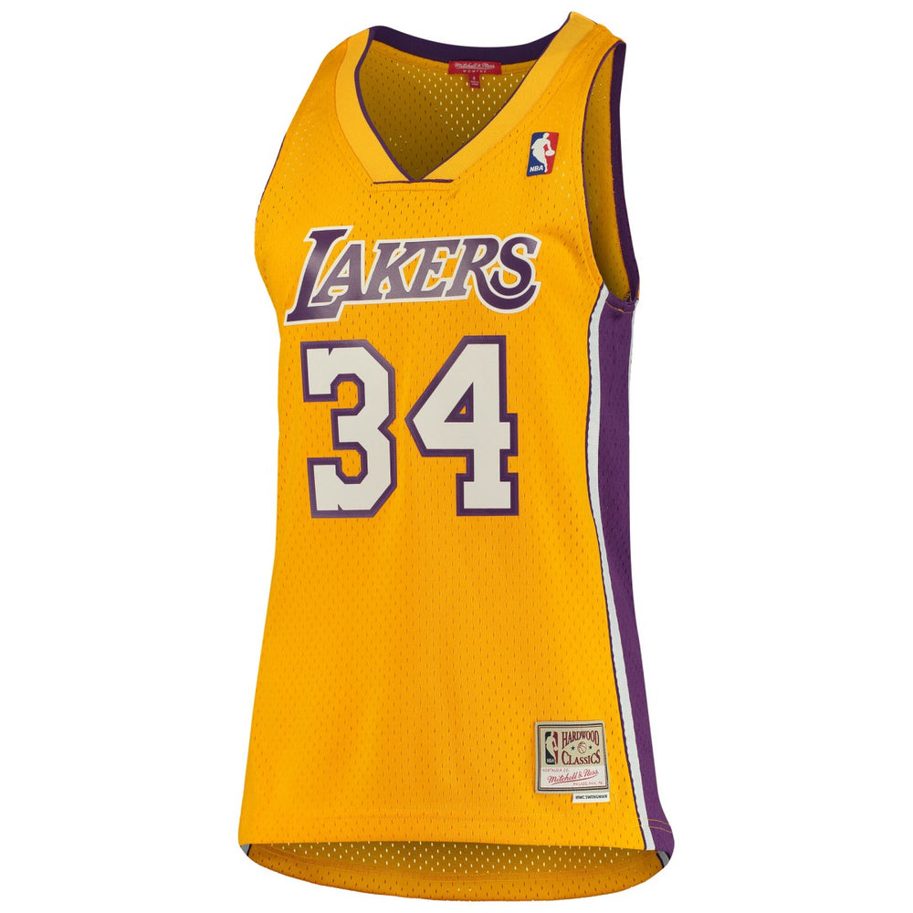 Shaquille O'Neal Los Angeles Lakers Women's 1999/00 Hardwood Classics Swingman Jersey Gold - Mitchell & Ness