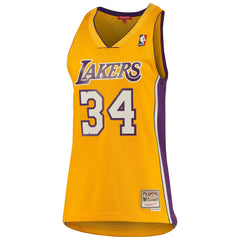 Shaquille O'Neal Los Angeles Lakers Women's 1999/00 Hardwood Classics Swingman Jersey Gold - Mitchell & Ness