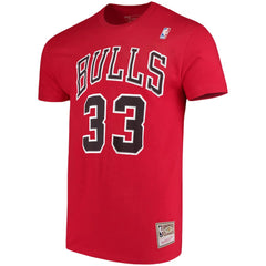 Scottie Pippen Chicago Bulls Hardwood Classics Name & Number Player T-Shirt Red - Mitchell & Ness