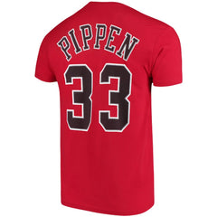 Scottie Pippen Chicago Bulls Hardwood Classics Name & Number Player T-Shirt Red - Mitchell & Ness