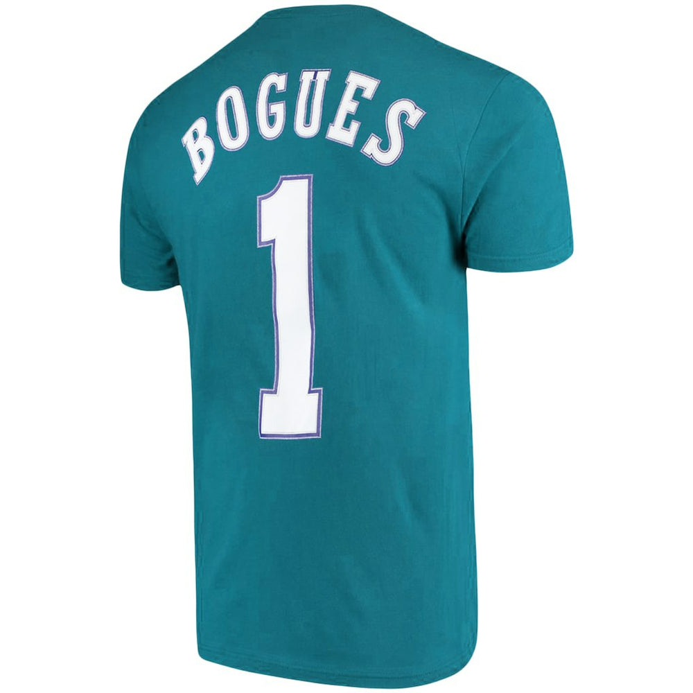 Muggsy Bogues Charlotte Hornets Hardwood Classics Name & Number Player T-Shirt Teal - Mitchell & Ness