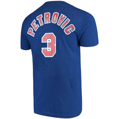 Drazen Petrovic Brooklyn Nets Hardwood Classics Name & Number Player T-Shirt Royal - Mitchell & Ness