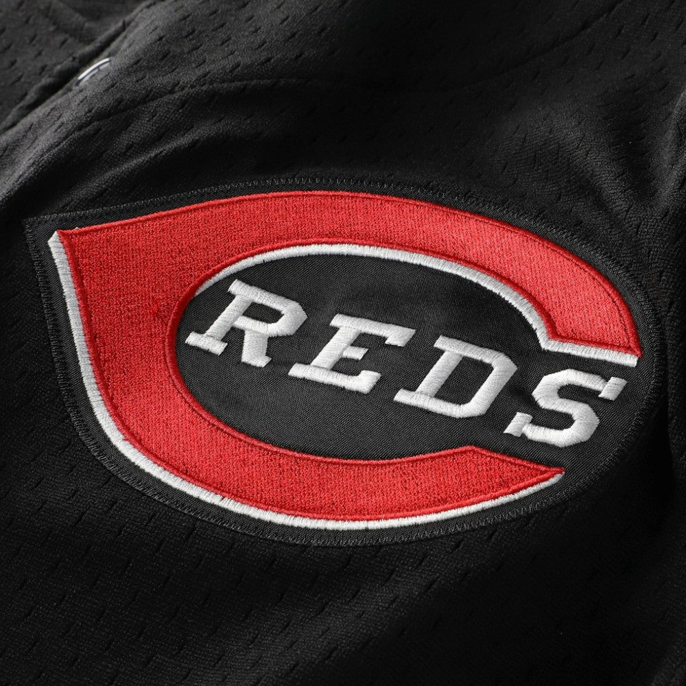 Barry Larkin Cincinnati Reds Mitchell & Ness Cooperstown Collection Mesh Batting Practice Button-Up Jersey - Black Jerseys
