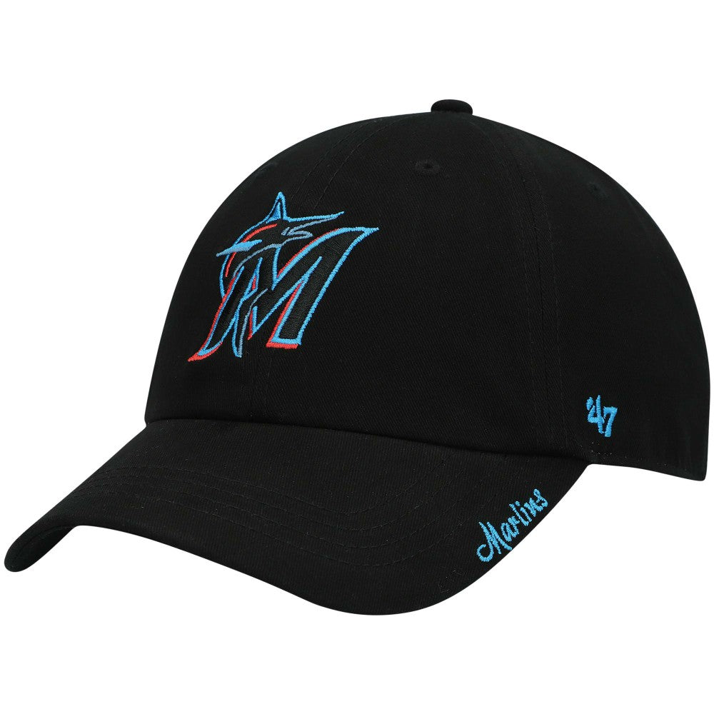 Miami Marlins '47 Women's Team Miata Clean Up Adjustable Hat - Black Hats