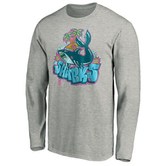 San Jose Sharks Graffiti Shark Long Sleeve T-Shirt - Heather Gray | US 3800094