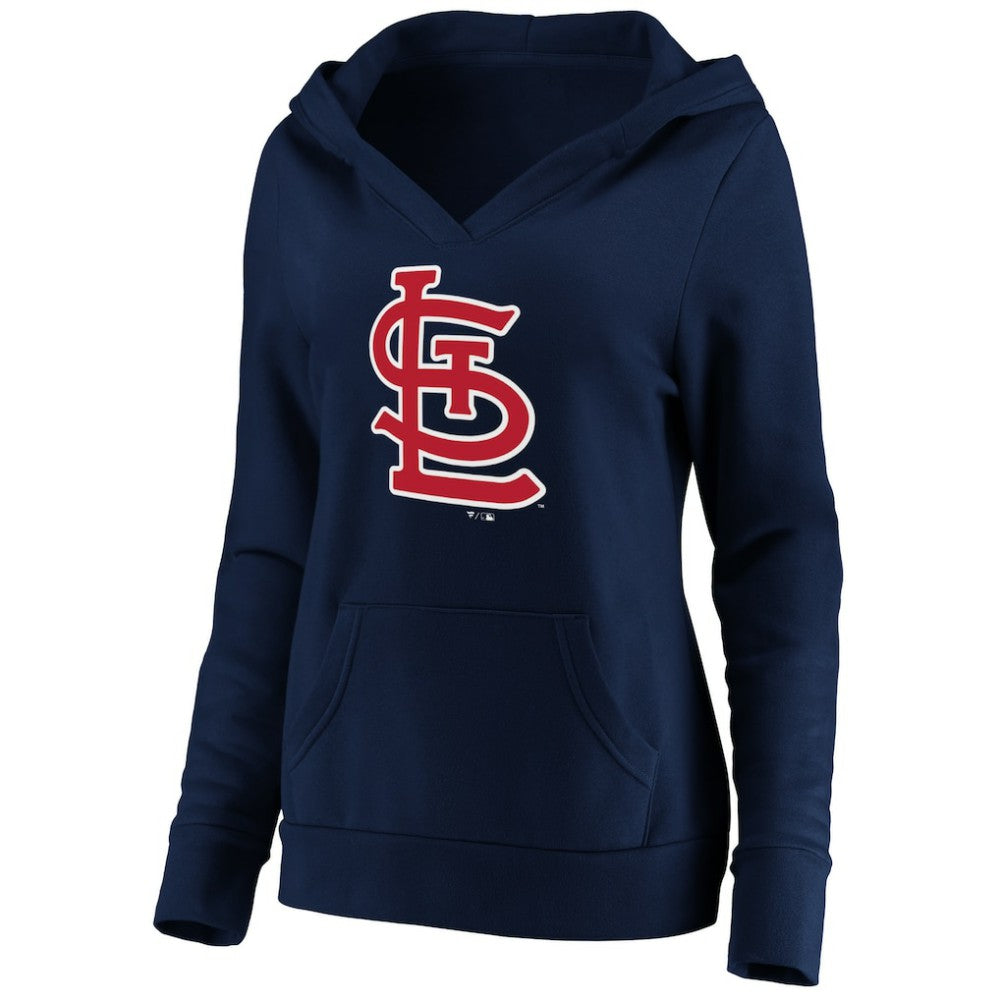 St. Louis Cardinals Fanatics Women's Official Logo Crossover V-Neck Pullover Hoodie - Navy Hoodies