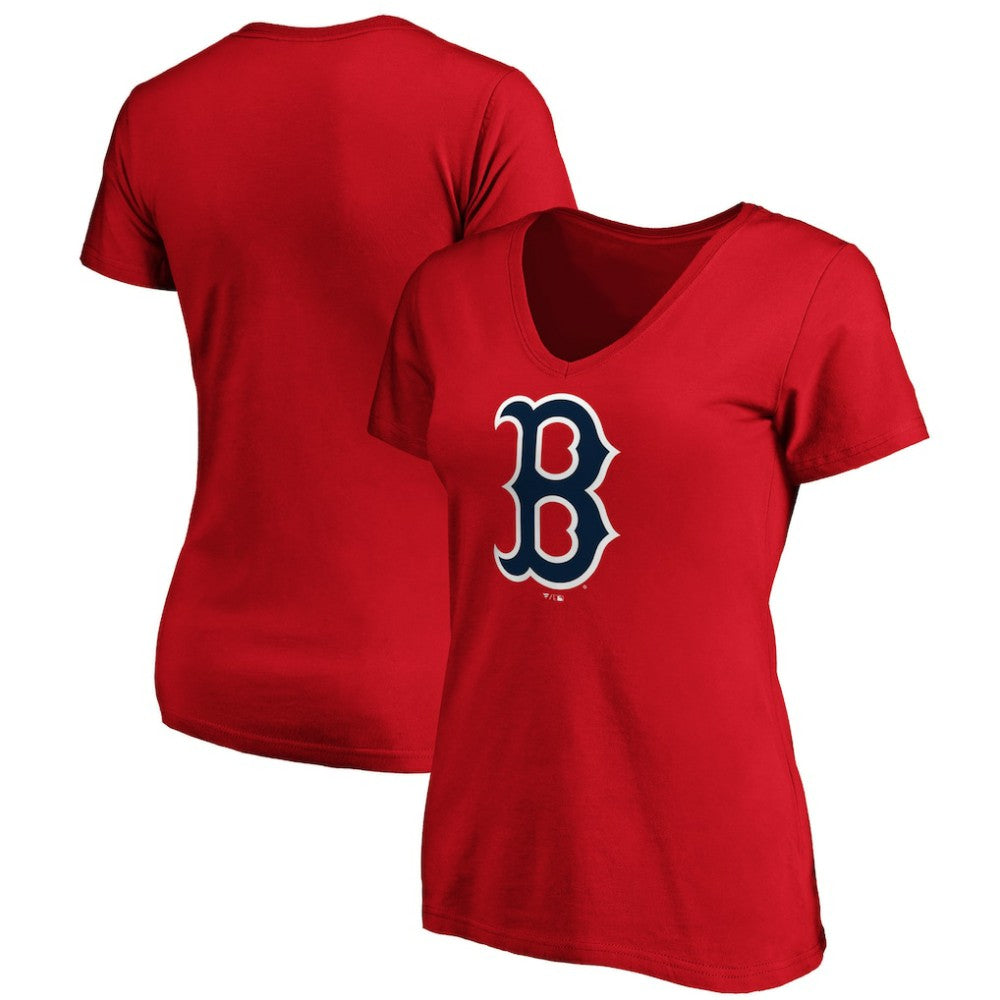Boston Red Sox Fanatics Women's Core Official Logo V-Neck T-Shirt - Red T-shirts