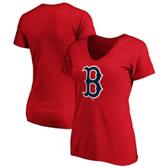 Boston Red Sox Fanatics Women's Core Official Logo V-Neck T-Shirt - Red T-shirts