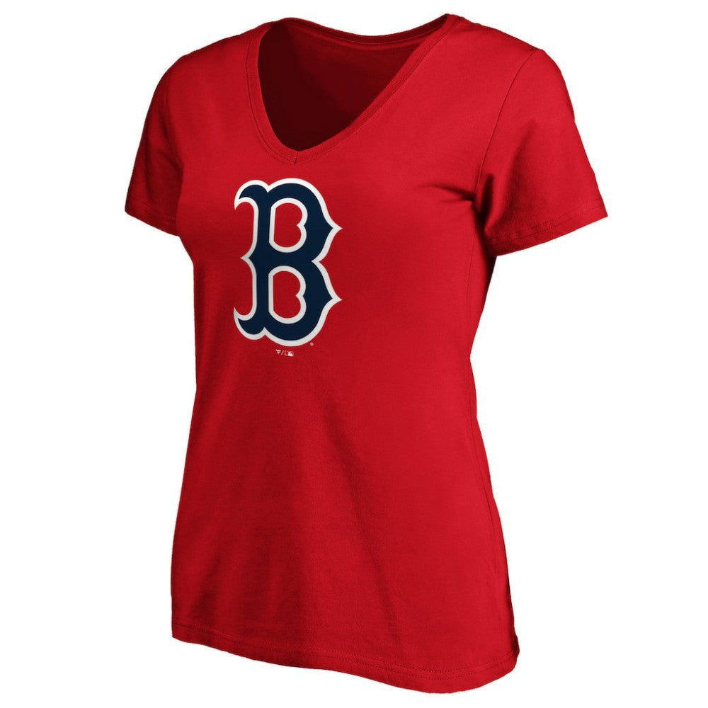 Boston Red Sox Fanatics Women's Core Official Logo V-Neck T-Shirt - Red T-shirts