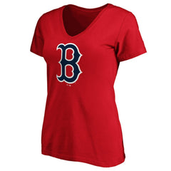 Boston Red Sox Fanatics Women's Core Official Logo V-Neck T-Shirt - Red T-shirts