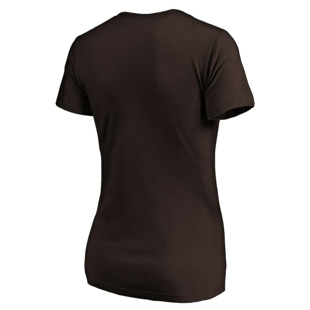 San Diego Padres Fanatics Women's Core Official Logo V-Neck T-Shirt - Brown T-shirts