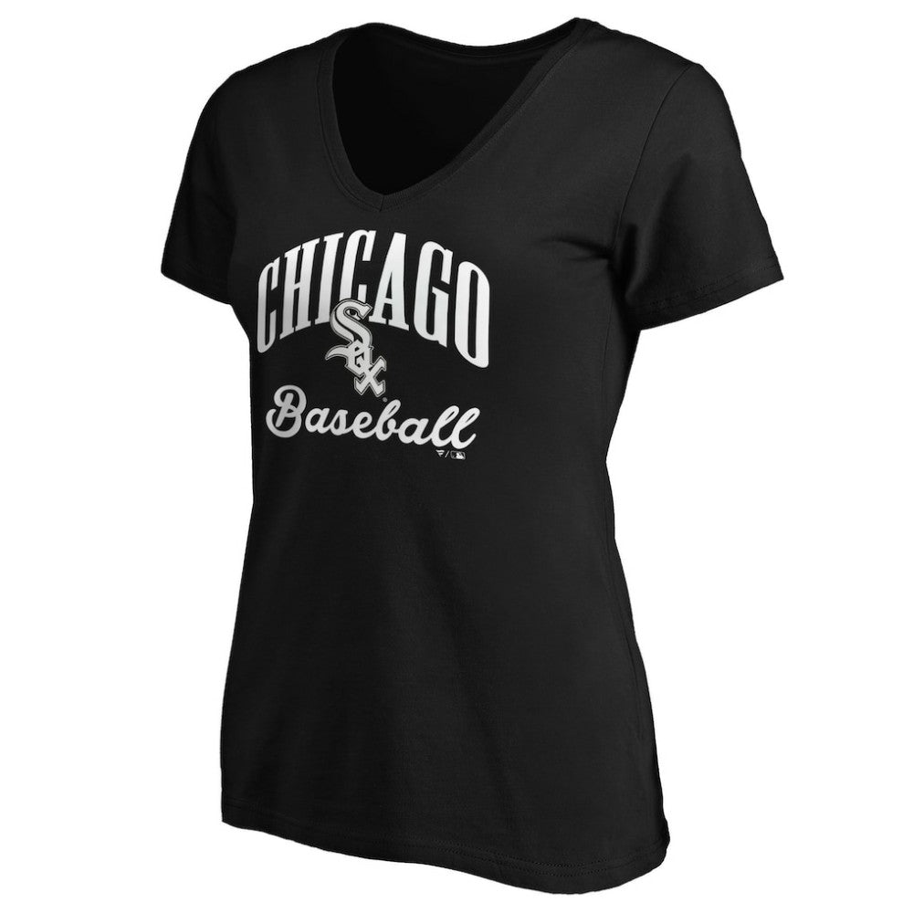 Chicago White Sox Fanatics Women's Victory Script V-Neck T-Shirt - Black T-shirts
