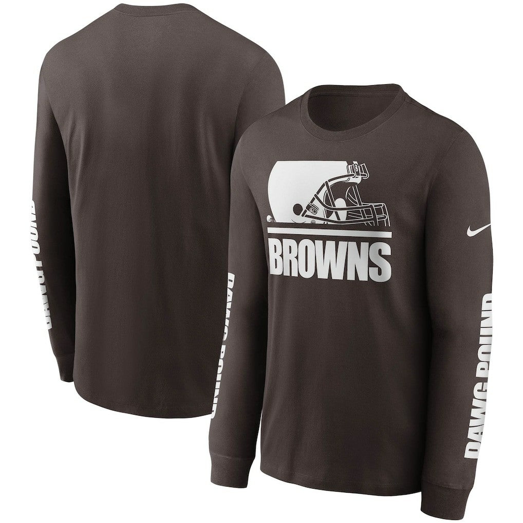 Cleveland Browns Split Local Long Sleeve T-Shirt - Brown T-shirts