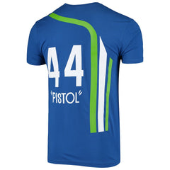 Pete Maravich Atlanta Hawks Hardwood Classics Stitch Name & Number T-Shirt Blue - Mitchell & Ness