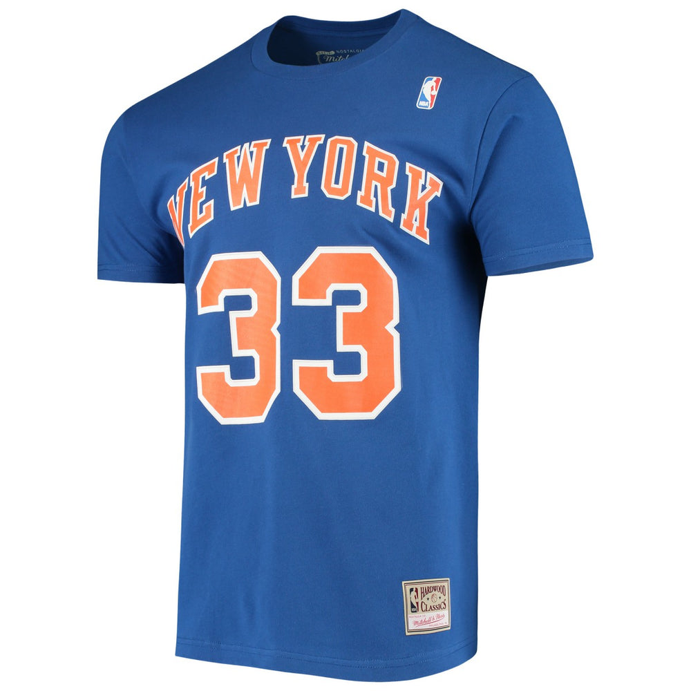 Patrick Ewing New York Knicks Hardwood Classics Stitch Name & Number T-Shirt Blue - Mitchell & Ness outlet