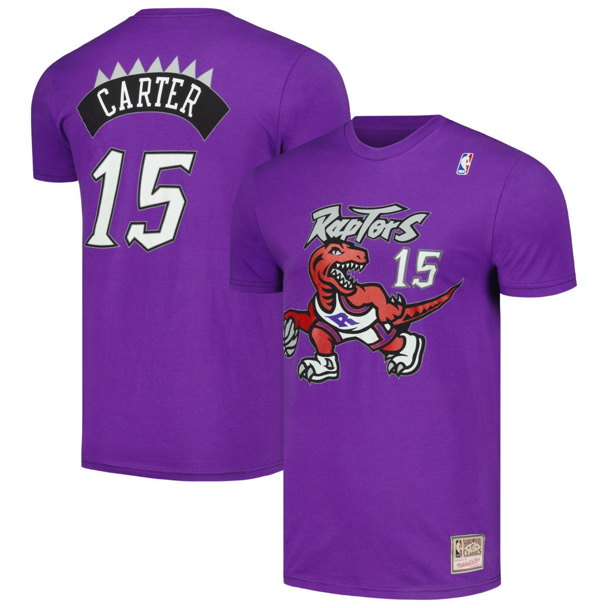 Vince Carter Toronto Raptors Hardwood Classics Stitch Name & Number T-Shirt Purple - Mitchell & Ness