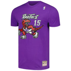 Vince Carter Toronto Raptors Hardwood Classics Stitch Name & Number T-Shirt Purple - Mitchell & Ness