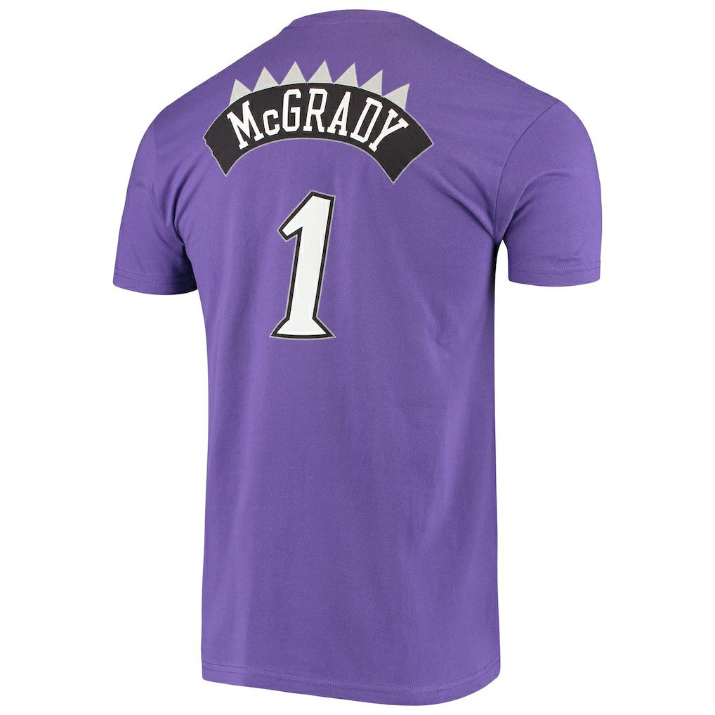 Tracy McGrady Toronto Raptors Hardwood Classics Stitch Name & Number T-Shirt Purple - Mitchell & Ness