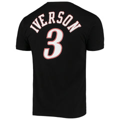 Allen Iverson Philadelphia 76ers Hardwood Classics Stitch Name & Number T-Shirt Black - Mitchell & Ness
